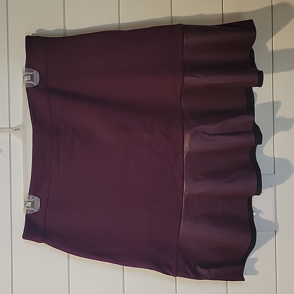 MICHAEL KORS MIXED MEDIA FLARE SKIRT  XL  PLUM